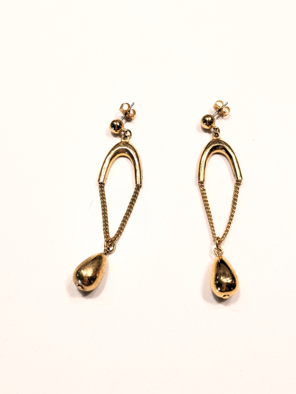 Vintage Gold Dangle Teardrop Chain Earrings